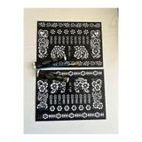 Airbrush Tattoo Hint Kınası Fırça ve 2 Adet Dövme Şablonu Seti, Karışık Desen, 35x25 cm