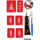 Airbrush Tattoo Hint Kınası ve Şablonla Geçici Dövme Yapma Seti Set 28 - 000-Siyah