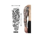 Airbrush Tattoo İskelet 1 Hafta Kalıcı Tam Kol Kaplama Bacak Yapıştırma Geçici Dövme 46 Cm