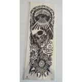 Airbrush Tattoo İskelet Mandala 1 Hafta Kalıcı Tam Kol Bacak Yapıştırma Geçici Dövme 46 Cm