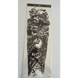 Airbrush Tattoo İskelet Saat 1 Hafta Kalıcı Tam Kol Kaplama Bacak Yapıştırma Geçici Dövme 46 Cm