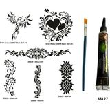 Airbrush Tattoo Kadın Bel Kol Sembolleri Siyah Hint Kınası Geçici Dövme Yapma Seti
