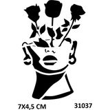 Airbrush Tattoo Kadın Çiçektir Yapışkanlı Stencil Süsleme ve Boyama Kalıbı