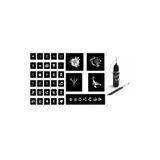 Airbrush Tattoo Kalem Uçlu Geçici Dövme Boyası, Şablon ve Fırça Hediyeli Set, 10 ml