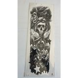 Airbrush Tattoo Kanatlı Kuru Kafa 1 Hafta Kalıcı Tam Kol Bacak Yapıştırma Geçici Dövme 46 Cm