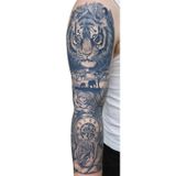 Airbrush Tattoo Kaplan 3 Hafta Kalıcı Tam Kol Bacak Kaplama Yapıştırma Geçici Dövme 46 CM