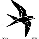 Airbrush Tattoo Kara Kuş Yapışkanlı Stencil Süsleme ve Boyama Kalıbı