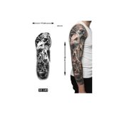 Airbrush Tattoo Kartal Zeus 1 Haftalık Tam Kol Bacak Yapıştırma Geçici Dövme 48 Cm