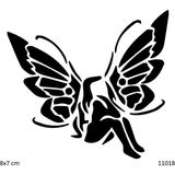 Airbrush Tattoo Kelebek Kız Yapışkanlı Stencil Süsleme ve Boyama Kalıbı