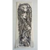 Airbrush Tattoo Kızıl Bozkurt 1 Hafta Kalıcı Tam Kol Kaplama Bacak Yapıştırma Geçici Dövme 46 Cm
