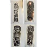 Airbrush Tattoo Kral Aslan 1 Hafta kalıcı 4 Adet Birden Tam Kol Bacak Kaplama 46 cm Geçici Dövme Seti