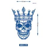 Airbrush Tattoo Kral Kuru Kafa 5 Cm Minimal Geçici Dövme Yarı Kalıcı Geçici Dövme