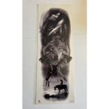 Airbrush Tattoo Kurt Balta 1 Hafta Kalıcı Tam Kol Bacak Yapıştırma Geçici Dövme 46 CM