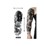 Airbrush Tattoo Kurt Kızıl Derili 1 Hafta Kalıcı Tam Kol Bacak Yapıştırma Geçici Dövme 46 Cm
