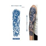 Airbrush Tattoo Kuru Kafa 3 Hafta Kalıcı Tam Kol Bacak Kaplama Yapıştırma Geçici Dövme 46 Cm