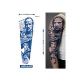 Airbrush Tattoo Mafya 3 Hafta Kalıcı Tam Kol Bacak Kaplama Yapıştırma Geçici Dövme 47 CM