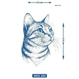 Airbrush Tattoo Meraklı Kedi 5 Cm Minimal Geçici Dövme Yarı Kalıcı Geçici Dövme