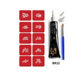 Airbrush Tattoo Minimal Geçici Dövme Yapma Seti, 10 Desen, 1 Tüp Kına, Model BR012