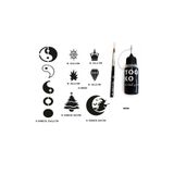 Airbrush Tattoo Minimal Parmak ve Sırt Serisi Likit Kalem Uçlu Geçici Dövme Seti, Fırça Hediyeli
