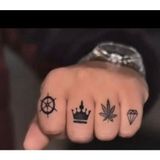Airbrush Tattoo Minimal Parmak4 Sembollü Yapışkanlı Stencil Süsleme ve Boyama Kalıbı