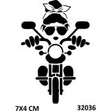 Airbrush Tattoo Motorcu Çılgın Kız Yapışkanlı Stencil Süsleme ve Boyama Kalıbı