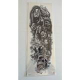 Airbrush Tattoo Motorcu Kız 1 Hafta Kalıcı Tam Kol Bacak Yapıştırma Geçici Dövme 46 Cm