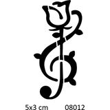 Airbrush Tattoo Müzik ve Gül Yapışkanlı Stencil Süsleme ve Boyama Kalıbı