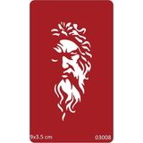 Airbrush Tattoo Öfkeli Zeus Yapışkanlı Stencil Süsleme ve Boyama Kalıbı