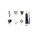 Airbrush Tattoo Özgür Ruh Hint Kınasıyla Geçici Dövme Seti, 6 Şablon, Fırça ve Kına Tüpü