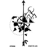 Airbrush Tattoo Pusula Seyyah Yapışkanlı Stencil Süsleme ve Boyama Kalıbı Stencil Kalıp