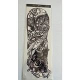 Airbrush Tattoo Saat Gül 1 Hafta Kalıcı Tam Kol Kaplama Bacak Yapıştırma Geçici Dövme 46 Cm