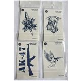 Airbrush Tattoo Savaş 4 Adet Minimal 11x8 cm 3 Hafta Kalıcı Yarı Kalıcı Geçici Dövme