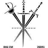 Airbrush Tattoo Savaş Kılıç Yapışkanlı Stencil Süsleme ve Boyama Kalıbı