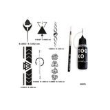 Airbrush Tattoo Şerit Sırt Bacak Likit Kalem Uçlu Geçici Dövme Seti Fırça Hediyeli