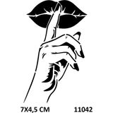 Airbrush Tattoo Sessiz Ol Dudak Yapışkanlı Stencil Süsleme ve Boyama Kalıbı