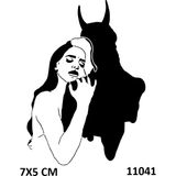 Airbrush Tattoo Şeytana Aşık Kadın Yapışkanlı Stencil Süsleme ve Boyama Kalıbı