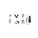 Airbrush Tattoo Şimşek İbre Likit Kalem Uçlu Geçici Dövme Seti, Fırça Hediyeli