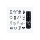 Airbrush Tattoo Stemix Tanışma Paketi, Geçici Dövme Şablonu Seti, 1 Siyah Sprey ve 18 Şablon