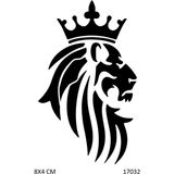 Airbrush Tattoo Taçlı Aslan Yapışkanlı Stencil Süsleme ve Boyama Kalıbı