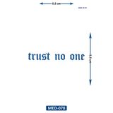 Airbrush Tattoo Trust No One 5 cm Minimal geçici Dövme Yarı Kalıcı Geçici Dövme
