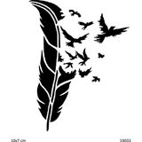 Airbrush Tattoo Tüy ve Kuşlar Yapışkanlı Stencil Süsleme ve Boyama Kalıbı