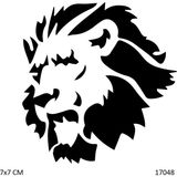 Airbrush Tattoo Yaşlı Aslan Yapışkanlı Stencil Süsleme ve Boyama Kalıbı