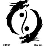 Airbrush Tattoo Ying Yang Ejderha Yapışkanlı Stencil Süsleme ve Boyama Kalıbı Stencil Kalıp
