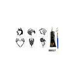 Airbrush Tattoo Zarif Modeller Hint Kınasıyla Geçici Dövme Seti, 6 Şablon, Kına ve Fırça