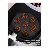 Airfryer Kek-Muffin-Cupcake Pişirme Kalıbı Siyah- Airfryer Pişirme Kağıdı Silikon- Bpa Free