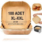 Airfryer Pişirme Kağıdı,xl-Xxl Büyük Boy, Kare, 100 Adet Hava Fritöz Parşömen Fırın Kağ� - 1 Adet