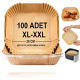 Airfryer Pişirme Kağıdı,xl-Xxl Büyük Boy, Kare, 100 Adet Hava Fritöz Parşömen Fırın Kağıdı Tek Kullanımlık Kağıt Fırın Fritöz Pişirme Kızartma Tavası Için Uygun 20CM