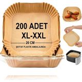 Airfryer Pişirme Kağıdı,xl-Xxl Büyük Boy, Kare, 200 Adet Hava Fritöz Parşömen Fırın Kağ�