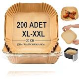 Airfryer Pişirme Kağıdı,Xl-Xxl Büyük Boy, Kare, 200 Adet Hava Fritöz Parşömen Fırın Kağıdı Tek Kullanımlık Kağıt Fırın Fritöz Pi�