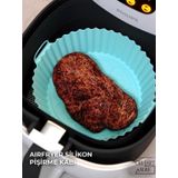 Airfryer Silikon Pisirme Kabi 20X5 Cm Bpa Icermez Tum Airfryerlere Uyumlu Pisirme Kagidi Turkuaz